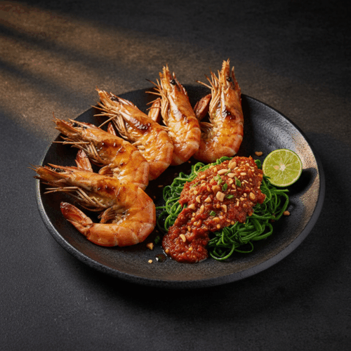 udang-bakar-plecing-kangkung